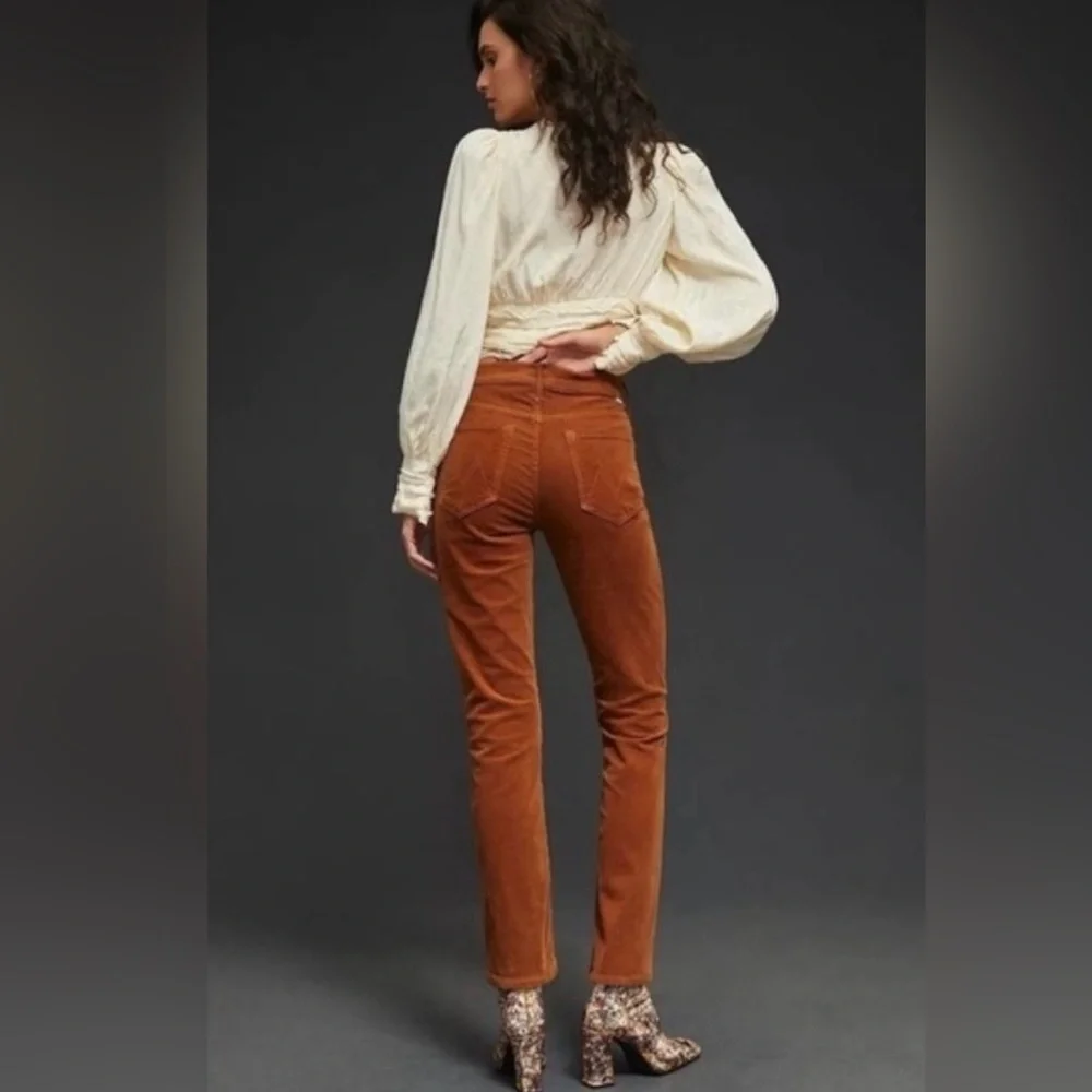 MOTHER Women Hopscotch Brown Corduroy Mid Rise Dazzler Ankle Fray Jeans Size 25 - Picture 3 of 12